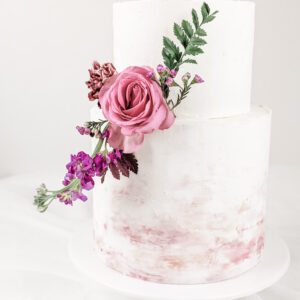 Watercolor fresh flowers 2 tier cake