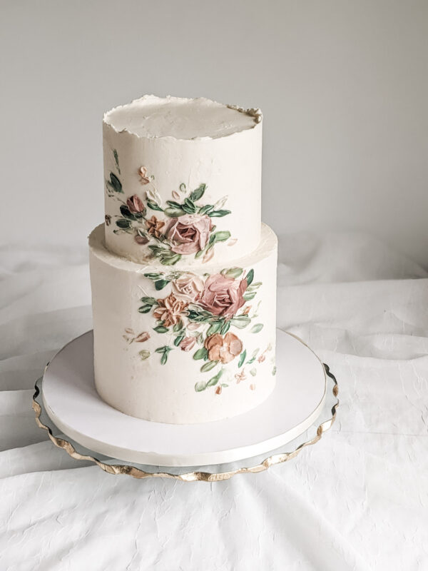 2 Tier Buttercream Painted Cake