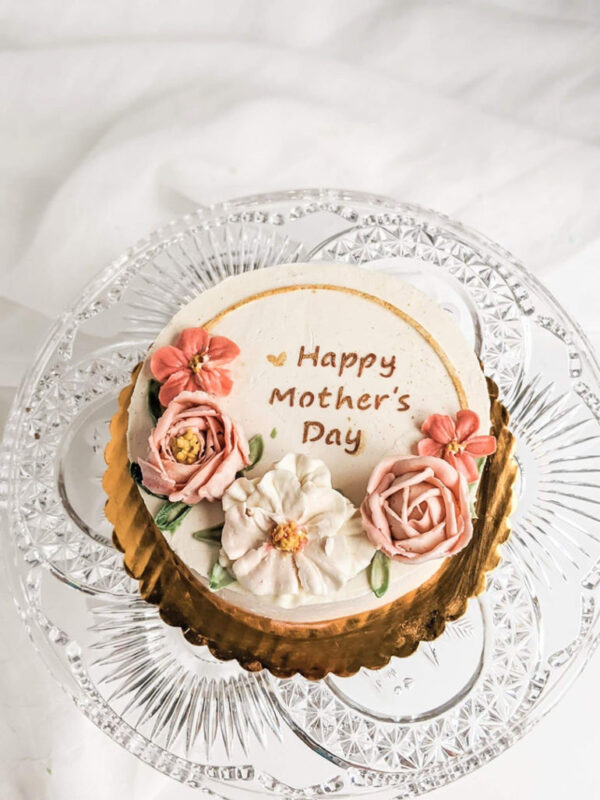 Mother's Day Cake Buttercream Florals Happy Mothers Day Writing