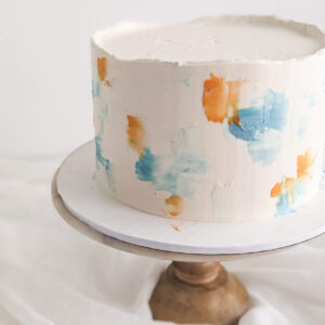 Buttercream cake watercolor party blue orange